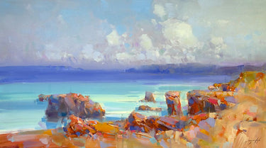 Coastal canvas art print by Yeremyan Vahe featuring serene ocean scene, designed for a calming home decor ambiance.