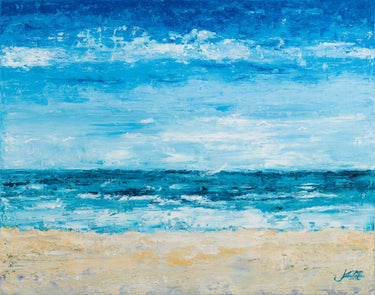 Coastal canvas art print of crashing waves by DeRice Julie, featuring vibrant ocean scenery in a Feeling at Home design.