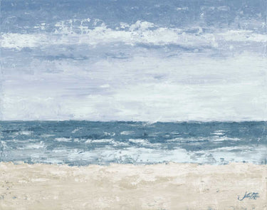 Abstract ocean-inspired canvas art print by DeRice Julie, featuring swirling blue and green tones in a calming design.