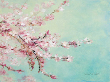 Sakura Fragile Beauty floral canvas art print by Loreth Lanie, featuring delicate pink cherry blossoms on a soft background.