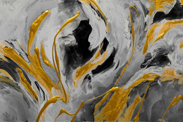 Blue and gold abstract canvas art print featuring ocean-inspired design by Loreth Lanie, titled The Sea Sings, from Feeling at Home.