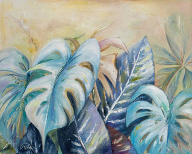 Feeling at Home Blue Plants Nature canvas art print by Pinto Patricia, featuring vibrant botanical watercolor design.