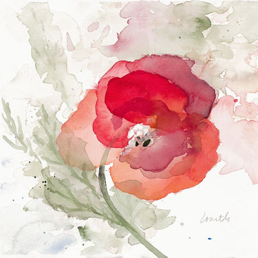 Translucent Poppy II floral canvas art print by Loreth Lanie, featuring vibrant poppy flower design, from Feeling at Home.