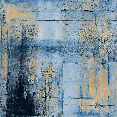 Feeling at Home Golden Blues II abstract canvas art print by Pinto Patricia showcasing vibrant blue and gold brushstrokes.