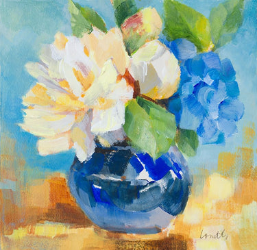 Feeling at Home Mid Summer Bloom II floral canvas art print by Loreth Lanie showcasing vibrant summer flower design.