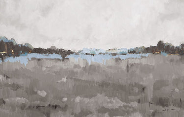 Feeling at Home Free Spirit grey abstract canvas art print by Hewitt L., featuring modern grey and white brushstroke design.