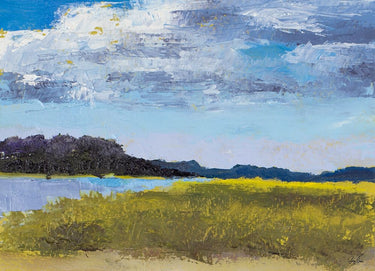 Blue skies landscape canvas art print by Feeling at Home featuring a vibrant blue sky and scenic natural view.