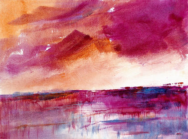 Abstract canvas art print titled "Reflection of a Crimson Sky" by Loreth Lanie, featuring vibrant red and orange hues on a textured surface.