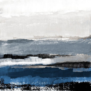 Polite Blue Journey abstract canvas art print by Loreth Lanie, featuring vibrant blue and earthy tones for modern home decor.