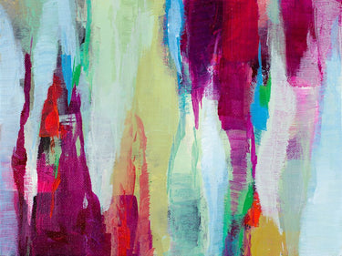 Abstract canvas art print featuring vibrant ribbons of color by Loreth Lanie, designed for a modern home decor aesthetic.