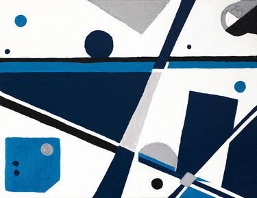 Feeling at Home Geom Blue Abstract Canvas art print by Grace Ajoya, vibrant blue and geometric design on canvas.