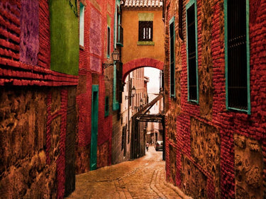 Old Toledo cityscape photography canvas art print by Feeling at Home, featuring detailed historic buildings in soft tones.
