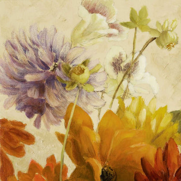 Feeling at Home Early Bloomers II floral canvas art print by Loreth Lanie showcasing vibrant, colorful floral design on canvas.