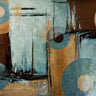 Blue abstract canvas art print by Feeling at Home featuring vibrant, flowing shapes in shades of blue and white.