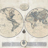 Whitewash map canvas art print by Feeling at Home, featuring a detailed world map in muted tones on textured canvas.