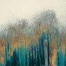 Teal abstract canvas art print with gold square accents by Gonzalez Roberto, created for Feeling at Home.