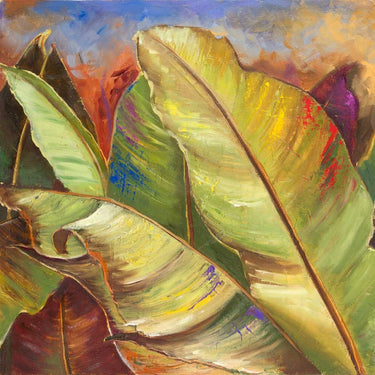 Feeling at Home Through the Leaves Square Nature Canvas art print by Pinto Patricia, featuring vibrant leaf design on textured canvas.