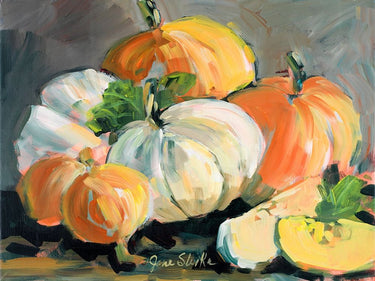 Harvested I kitchen canvas art print by Feeling at Home featuring rustic farmhouse scene, vibrant colors, and detailed brushwork.
