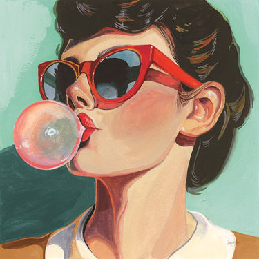 Art Print on canvas Retro Bubblegum Girl Teal by Birch Kate Jarvik Fashion Post-Impressionism artwork