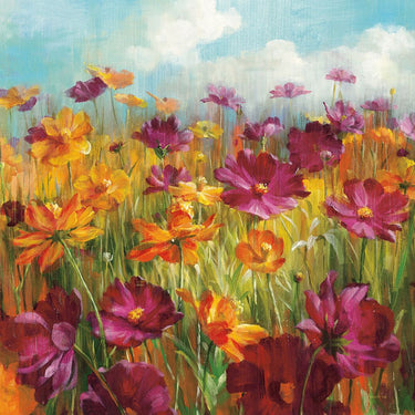 Art Print on canvas Cosmos in the Field Purple by Nai Danhui Floral Post-Impressionism artwork