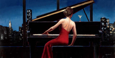 Lady in Red traditional canvas art print by Feeling at Home, featuring a vibrant woman in red attire on textured canvas.