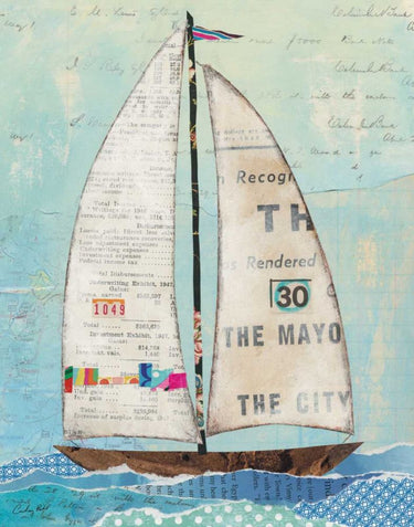 At the Regatta III travel canvas art print by Prahl Courtney featuring a scenic maritime landscape in vibrant colors.
