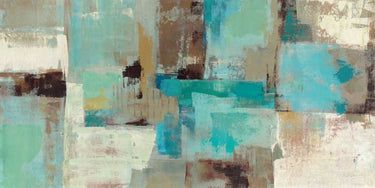 Art Print on canvas Teal and Aqua Reflections v2 by Vassileva Silvia Abstract Post-Impressionism artwork