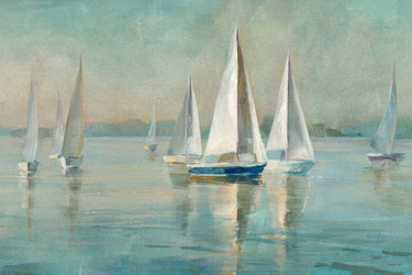 Art Print on canvas Sailboats at Sunrise by Nai Danhui Coastal Post-Impressionism artwork