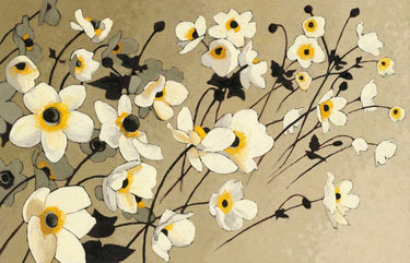 Art Print on canvas Anemones Japonaises Blancs by Novak Shirley Floral Post-Impressionism artwork