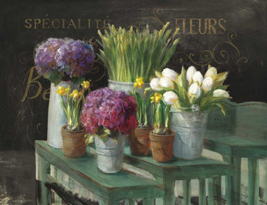 Art Print on canvas Les Fleurs Printemps on Black by Nai Danhui Floral Baroque artwork
