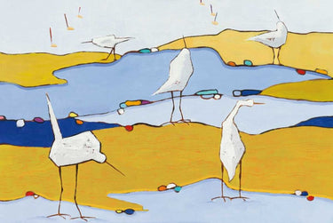Art Print on canvas Marsh Egrets VI by Adams Phyllis Abstract Post-Impressionism artwork