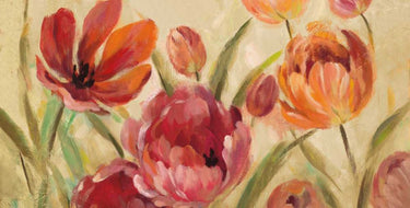 Art Print on canvas Expressive Tulips Neutral v2 by Vassileva Silvia Floral Post-Impressionism artwork