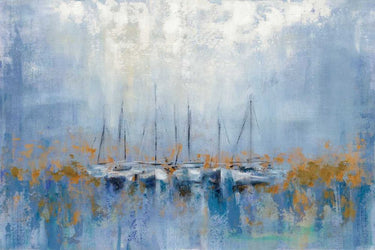 Art Print on canvas Boats in the Harbor I by Vassileva Silvia Abstract Post-Impressionism artwork