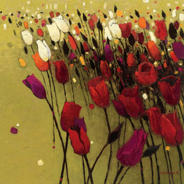 Art Print on canvas Tulip Drift Green by Novak Shirley Figurative Post-Impressionism artwork
