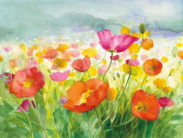Art Print on canvas Meadow Poppies by Nai Danhui Floral Expressionism artwork