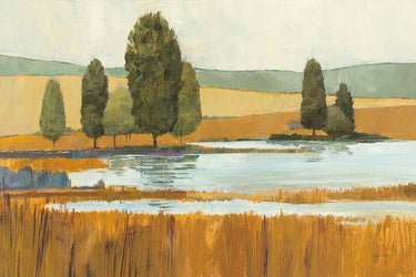 Art Print on canvas Amber Lake Tan Yellow Field Crop by Tillmon Avery Coastal Modernism artwork
