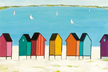 Art Print on canvas Cabanas I by Adams Phyllis Coastal Romanticism artwork