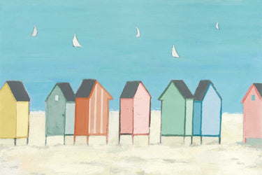 Art Print on canvas Cabanas I Pastel by Adams Phyllis Coastal Post-Impressionism artwork