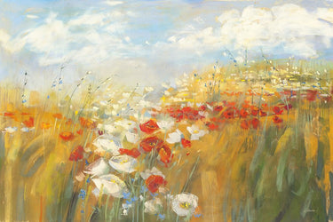 Art Print on canvas Poppies and Larkspur by Rowan Carol Floral Post-Impressionism artwork