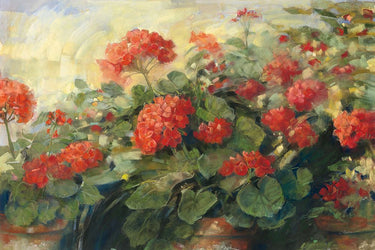 Art Print on canvas Geranium Wave Cream by Rowan Carol Floral Post-Impressionism artwork