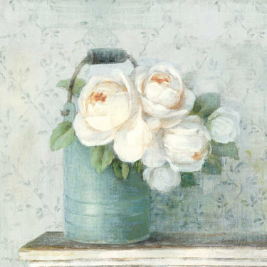 Art Print on canvas June Roses I White Blue Crop by Nai Danhui Country French Post-Impressionism artwork