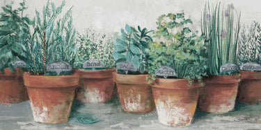 Art Print on canvas Pots of Herbs II Cottage by Rowan Carol Country French Post-Impressionism artwork