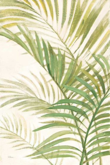 Bright tropical palms canvas art print by Hristova Albena, featuring vibrant green leaves on a tropical-themed artwork.