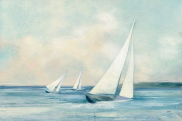 Art Print on canvas Sailboats at Sunrise by Purinton Julia Coastal Expressionism artwork