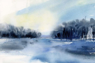 Art Print on canvas Winter River by Pete Katrina Abstract Post-Impressionism artwork