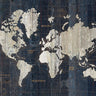 Feeling at Home Old World Map Blue art print on canvas, vintage-style map design from Wild Apple Portfolio.