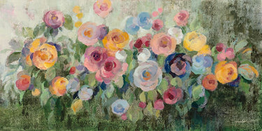 Art Print on canvas Flowers on Mossy Green by Vassileva Silvia Floral Impressionism artwork