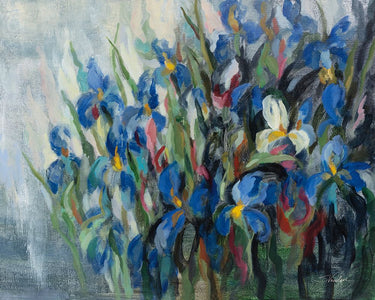 Art Print on canvas Blue Irises by Vassileva Silvia Floral Expressionism artwork
