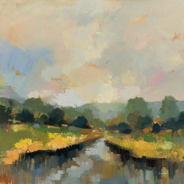 Art Print on canvas Amber Riverbank by Vassileva Silvia Coastal Post-Impressionism artwork