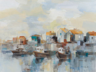 Art Print on canvas Black Sea Harbor by Vassileva Silvia Coastal Post-Impressionism artwork